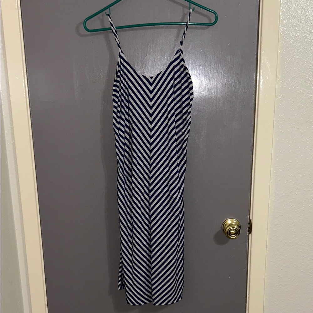 Chic Striped Navy and White Midi Dress Small